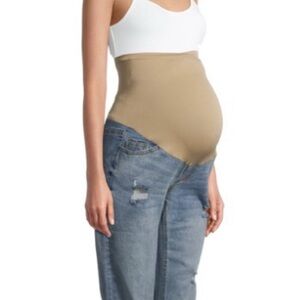 NWT Maternity  Jeans Large Size12 /14 Boyfriend Jeans Cuffed Comfort Belly Band